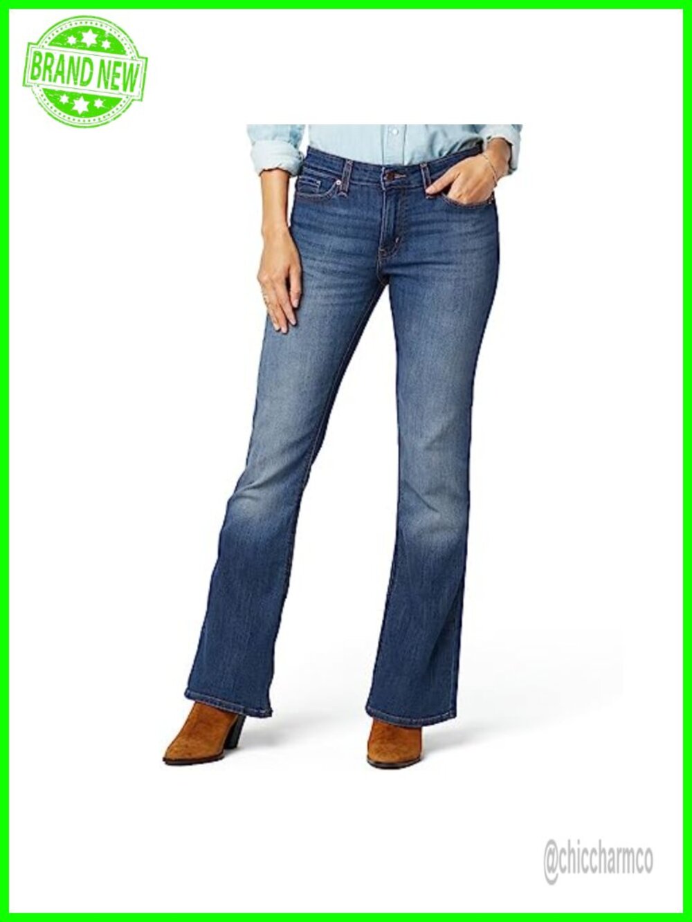 Mid Rise True Boot Jeans Stretch Denim Boot Cut Leg